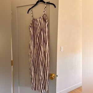 SHEIN Brown and White Striped Midi Dress